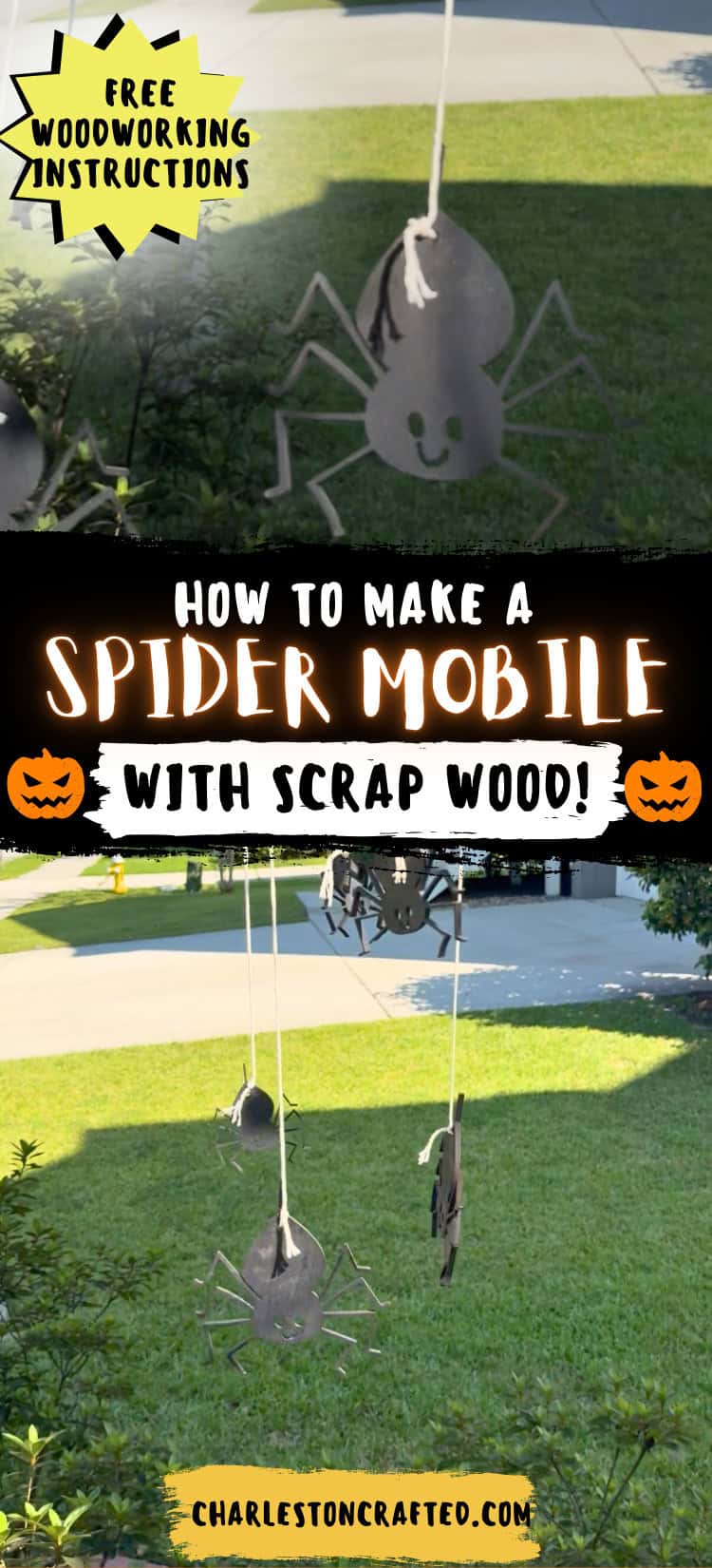 DIY wooden spider mobile - Charleston Crafted